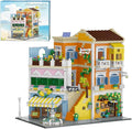 Italian Street View Building Blocks Set - 3-Story Pizza Shop &amp Lemon Store Modular Bricks with Fountain &amp Balcony Details 4017 Pieces for Adults &amp Teens Collectible Architecture Model Ki