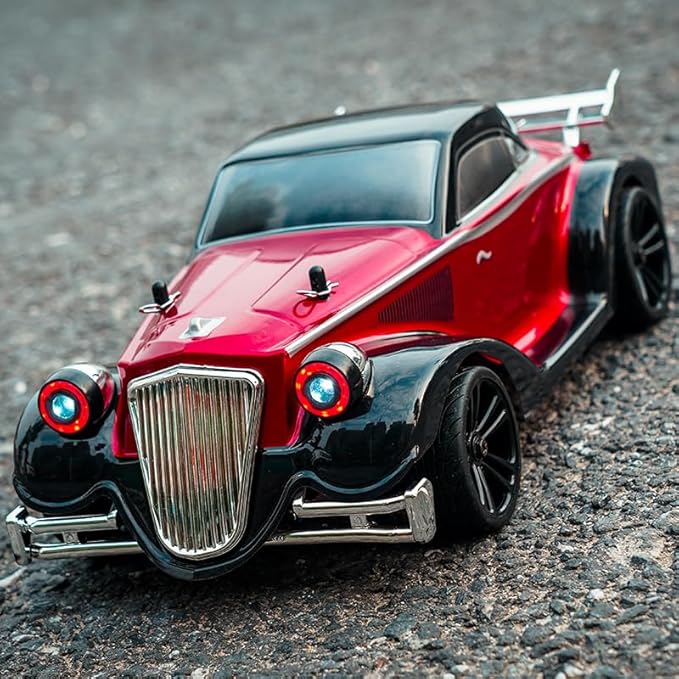 1:16 Scale Off-Road Retro Classic Car SCY-16302-2.4G 4WD 35km/h High-Speed Racing Damping Climbing Off-Road Vehicles Christmas Birthday Gift for Adults(Metal Red)