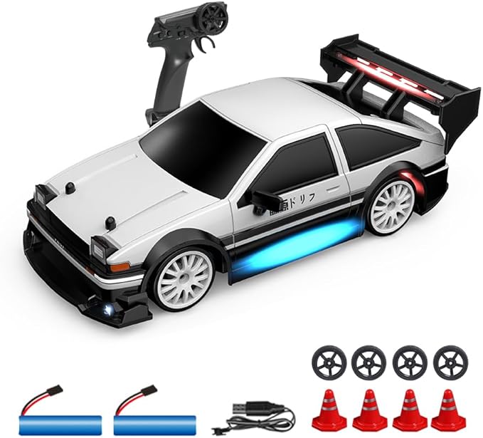 1:24 Scale RC Drift Car 30KM/H 4WD 2.4GHz Remote Control Cars with LED Light Racing and 4 Drifting Wheels High Speed RC Racing Cars Perfect Toy Gift for Teen Adults