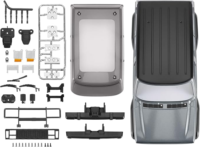 INJORA 6.10in 133g Wheelbase ABS Hardtop Cherokee Body for TRX4M Bronco Defender Chassis 1/18 RC Crawler Upgrade(Silver Grey)
