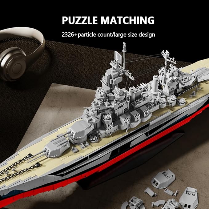 Colorado Battleship (BB-45) Building Block Set World War II U.S. Navy Pacific Fleet MOC Model Gift Toy Ship for Adult and Military Enthusiast Collection and Display