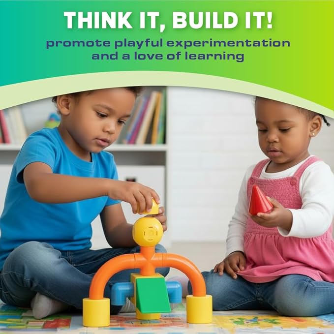 POPULAR PLAYTHINGS Mag Builder Building Set Magnetic Connecting Toy for Kids Imagination and Creative Play Crazy Shapes Gift for Children - 20 Piece