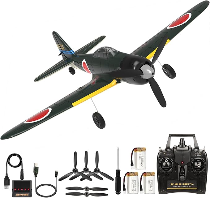 A6M Zero WW2 RC Airplane for Adults - 4CH Remote Control Warbird Fighter with 6-Axis Gyro Aerobatic Park Flyer Ready to Fly Gift for Teens 14+
