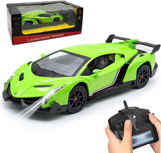 QUN XING Remote Control RC CAR Racing Cars Lambo Officially Licensed 1:24 Toy RC Cars Model Vehicle for Boys 5678 Years Old Green