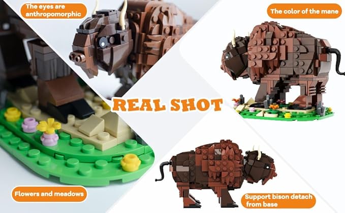 Kadablok Bison MOC Building Sets American Bison Building Blocks Set for Adults MOC Bison Animal Building Kit Model Ornaments Creative GiftsYellowstone Inspired Bison Collectible Display 418 PCS
