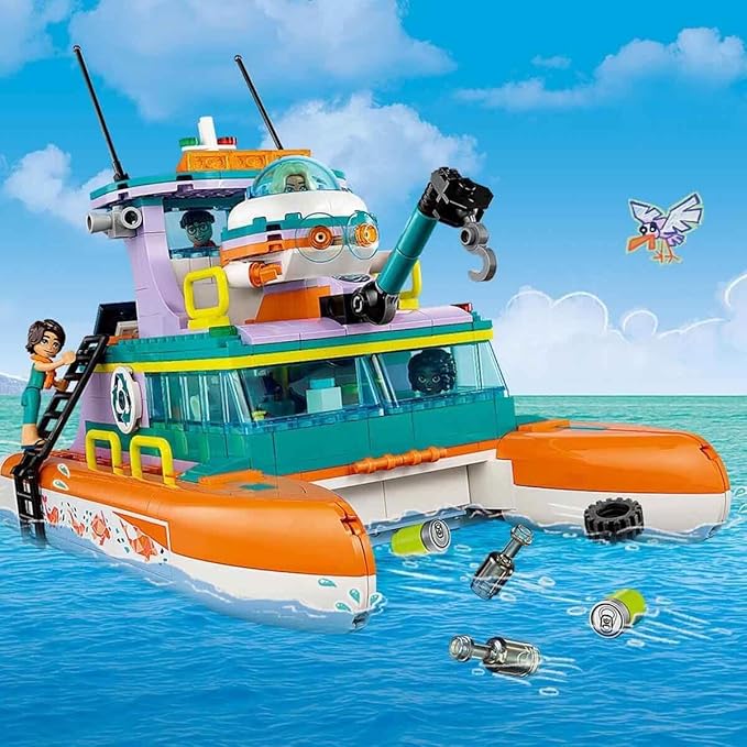 Lego 41734 Friends Sea Rescue Boat Set Animal Rescue Toy with Dolphin Animal Figures and Submarine Gift for Children Girls and Boys from 7 Years Eco Learning Toy