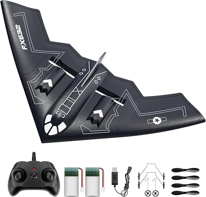 RC Airplane RC Plane Ready to Fly 2CH Remote Control Airplane with 6-axis Gyro Stabilizer B2 Spirit Stealth Bomber 2.4GHz Remote Control Plane for Beginners Boys Kids