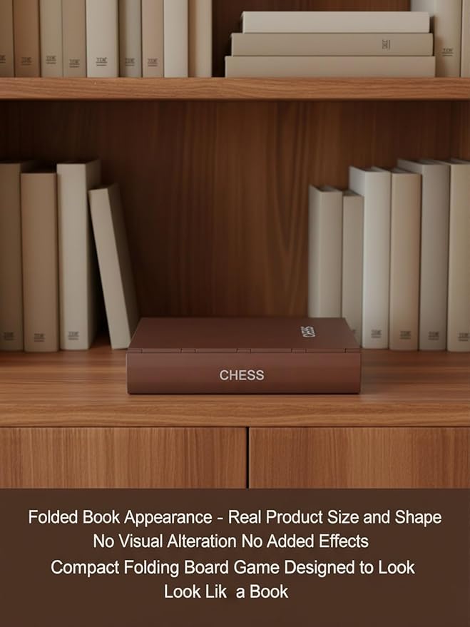 3D Hangman Book 3D Printed Magnetic Chess Book Board Game Portable Folding Playbook Design Travel Style Board Games Backgammon Novelty Books Shaped Games for Adults with Storage