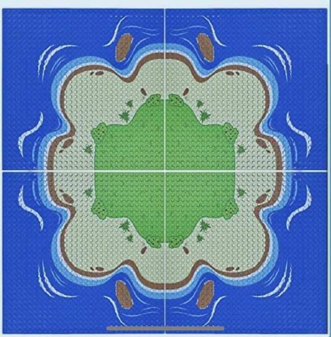 General Jim's Blue Beach and Water Road City Baseplates Full Set for Ocean Island Street Base Plate - Pirates Sea Grass Toy Kit for Building Blocks Bricks for Teens and Adults