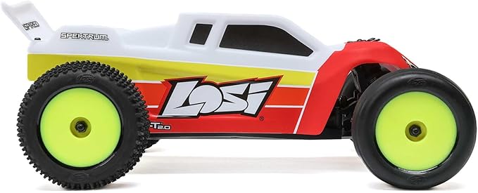 Losi 1/18 Mini-T 2.0 2S 2 Wheel Drive RTR Brushless Stadium Truck Battery &amp Charger Included Red LOS-1056T1