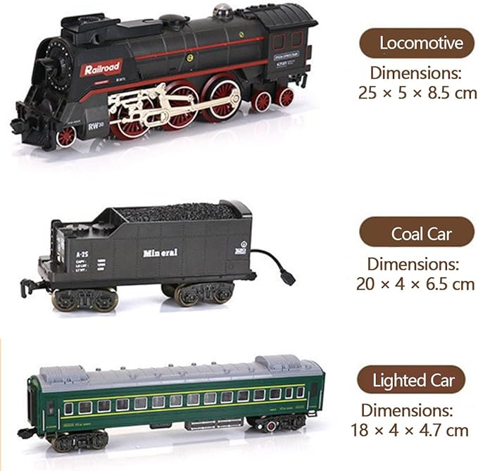 RC Train Set Electric Train Track Model with Carriage and Long Track Alloy Steam Locomotive Engine Train Gift for Teens (Model 62904B)