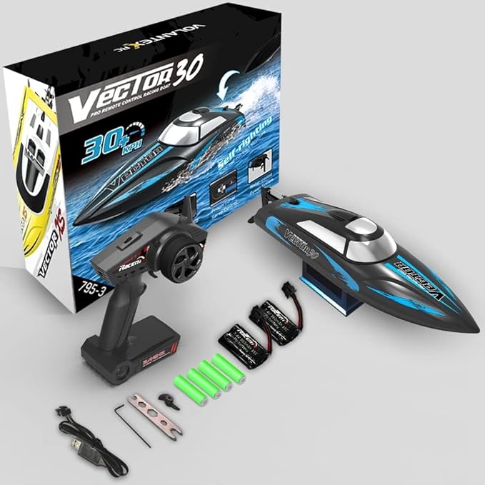 volantexrc RC Remote Control Boat for Pool2.4Ghz Control RC Boats for Adults Lake Electric Boat with Water Cooling System 2Rechargeable Batteries