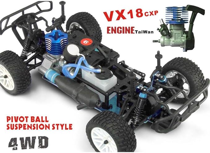 1/10 Nitro RC Truck for Adult Two Speed RC Car Rock Crawler 4WD Remote Control Car Nitro Gas Power Off Road Short Course Truck with Igniter Methanol Fuel RC Climbing Vehicle Buggy