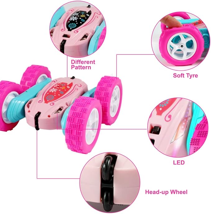 FREE TO FLY Rc Stunt Cars: Double Sided 360°Flip Rotating 4WD Race Car Toy for Outdoor &amp Indoor for 6 7 8 9 10 11 12 Year Old Girls Boys Birthday Gift for Kids Ages 6+