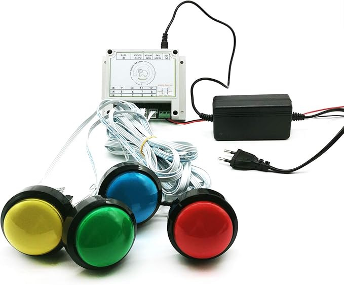 Escape Room Props 5 Different Colors Buttons Mechanism Press It In Order To Control 12V Magnet Lock For Exit Game Owner Player Adventurer (4 Button No Video)