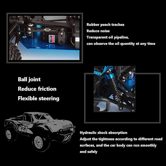 1/10 Nitro RC Truck for Adult Two Speed RC Car Rock Crawler 4WD Remote Control Car Nitro Gas Power Off Road Short Course Truck with Igniter Methanol Fuel RC Climbing Vehicle Buggy