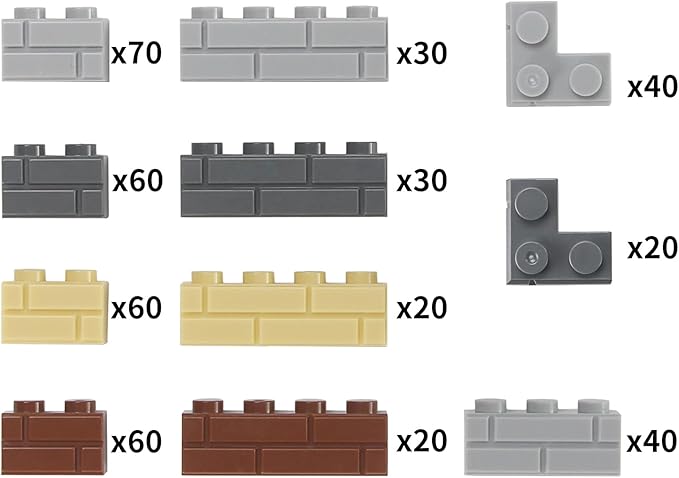 Feleph Masonry Bricks Set 450 Pcs Wall Building Blocks Bulk MOC Accessories Parts and Pieces Diverse Creative Construction Toys Compatible with Classic Major Brands (Multicolored)