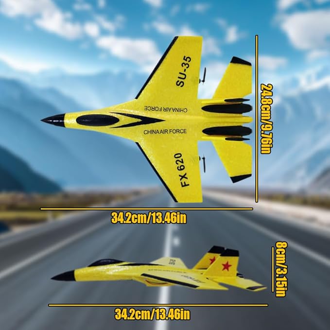 2026 New Remote Control Airplane Gravity Glider Foam RC Fighter 360° Remote Control Glider Airplanes with Lights Airplane Model (Yellow)