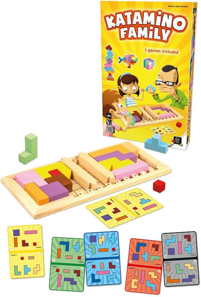 Katamino Family | Wooden Brain Teaser Puzzle Game for Kids and Parents | Educational Board Games for Toddlers and Kids of All Levels | Over 1000 Pentomino Combos | Ages 3+ | 1-2 Players | 10 Min
