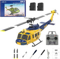C032 UH-1 Huey RC Helicopter for Adults 1/48 Scale 2.4G 6CH Flybarless Stunt RC Plane 6-Axis Gyroscope Optical Flow Positioning TOF Lidar Height Setting for Beginners (Yellow-blue(2 Batteries))