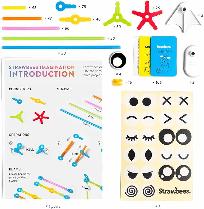 Strawbees Imagination Kit - Educational Connecting Toys for Makers &amp Families Building Toy Toolbox with Straws and Connectors for Creative STEM Exploration in Schools &amp Home Learning