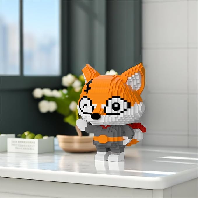 Larcele Animal Series Micro Building Blocks Animal Set DIY Mini 3D Building Toy Bricks1384 Pieces KLJM-07 (Little Fox)