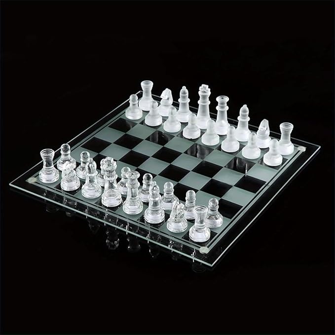 Elegant 10-Inch Glass Chess Set – Premium Quality Board Game for All Ages Ideal Gift for Chess Lovers &amp Stylish Home Decor