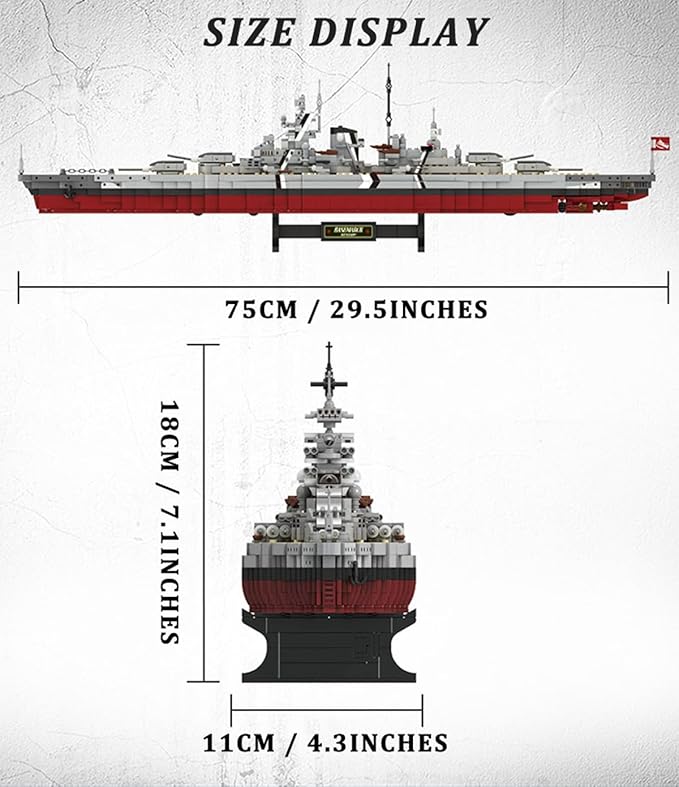 Gonli Bismarck Battleship Building Blocks Set - Germany WW2 Military Building Toys for Adults - Classic Cruiser Model Bricks - Gifts for Adults