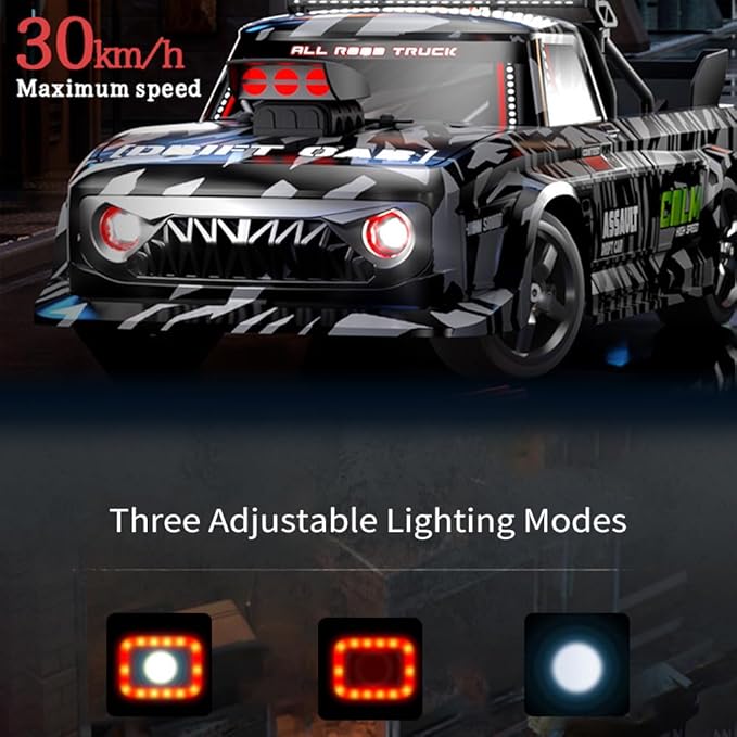 RC Drift Car 1:16 Scale High Speed 30km/h RC Drift Car - 4WD Brushless Motor - RGB Multi-Lights - 20min Runtime - 2.4GHz Remote Control for Adults or Teens