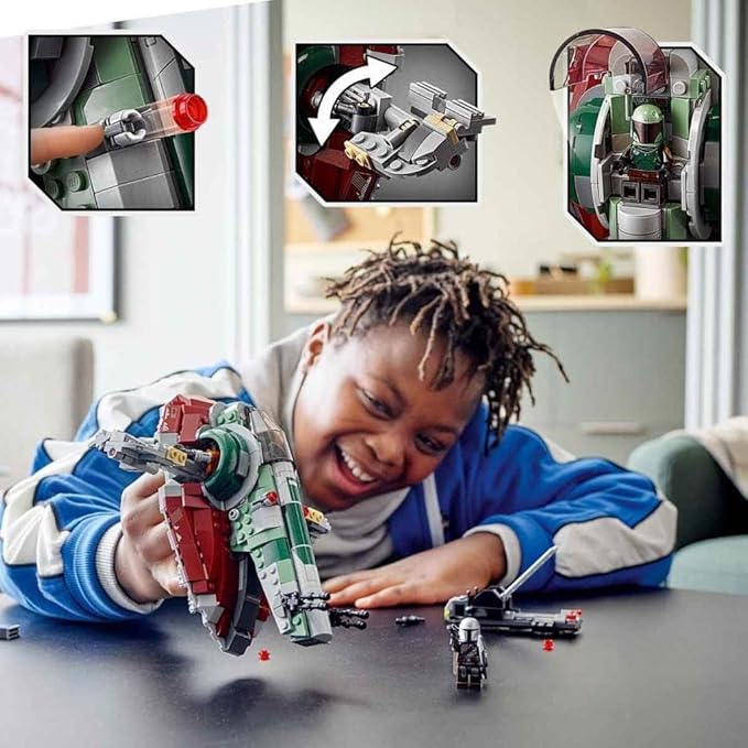 Lego Star Wars Boba Fett’s Starship 75312 Building Kit Awesome Building Toy for Kids Featuring Boba Fett and The Mandalorian Minifigures with Weapons Plus a Carbonite Brick (593 Pieces)