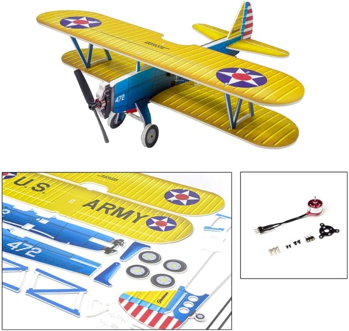 4CH Micro 450mm RC Foamy Indoor Outdoor Biplane Stearman PT-17 Kaydet (E2502)