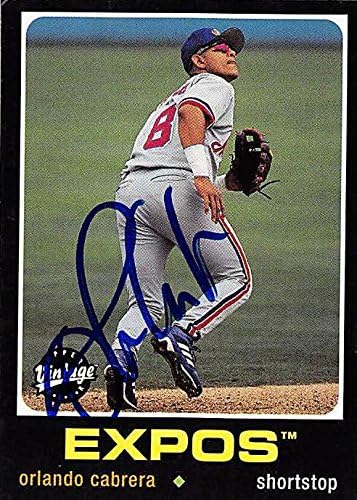 Sports Memorabilia Autograph Warehouse 244835 Orlando Cabrera Autographed Baseball Card - Montreal Expos FT 2002 Upper Deck Vintage - No. 194