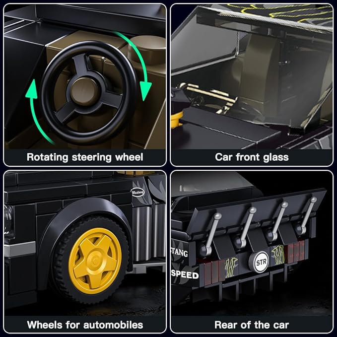 Mould King Super Car Building Toys with Acrylic Display Case Model Race Car Toy Building Blocks Kit Collectible Racing Vehicle Set for Kids Age 8+ Teens Adults