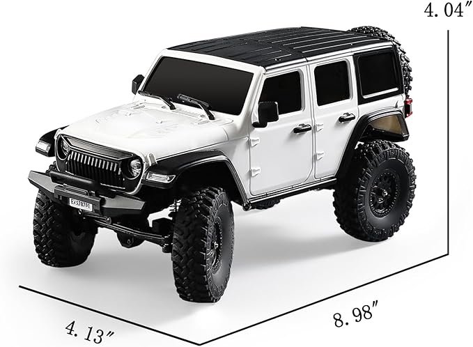 RC Crawler 1/24 RC Rock Crawler 4X4 Monster Truck Off Road Climbing Vehicles with Bright Headlight Waterproof 2.4GHz Remote Control Car RTR for AdultsAll Terrain RC Car White