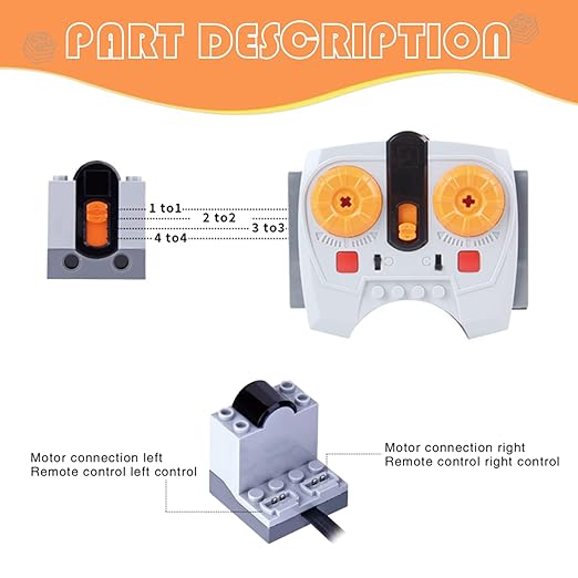 16 PCS Technology Power Function Motor Set Remote Control Motor Kit Compatible with Technic Power Function Kit