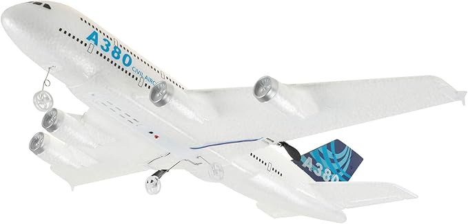 RC Plane Remote Control Airplane 2.4Ghz DIY 2 Channels Remote Control Airplane Built in 6-Axis Gyro A380 RC Aircraft for Kids EPP Foam Glider for Beginner