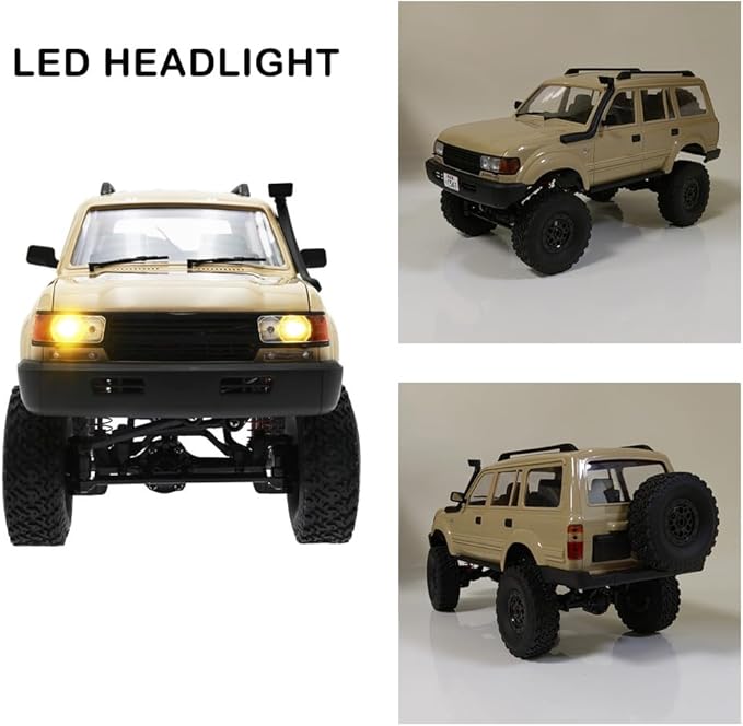 GoolRC RC Truck WPL C54 RC Crawler 1/16 Scale Remote Control Car 4WD All Terrain Off Road RC Rock Crawler 2.4GHz RC Climbing Car with LED Lights for Adults (Yellow)