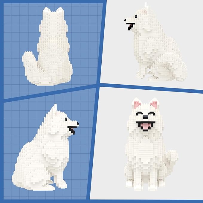 Larcele Micro Building Blocks Set DIY Mini Building Toy Bricks for Age Over 12 Years 991 Pieces KLJM-02 (Samoyed Dog)