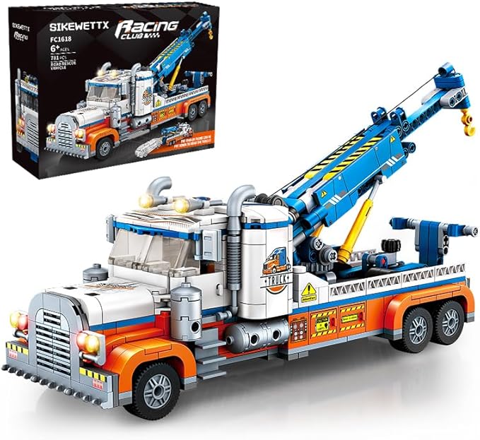Tow Truck Building Kit 781 PCS Crane Semi and Trailer Car Transporter Construction Vehicles Building Blocks Set Rescue Cars Compatible with Lego Truck Gift for Boys Age 6-12 8-14 &amp Girls