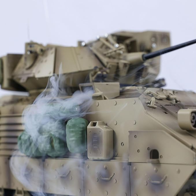 US in Stock 1/16 TD RC Battle Tank Plastic for M2A2 Bradley RC Electric Infantry Fighting Vehicle Model 320°Turret Rotation Light Sound Smoke Unit BB Shooting Airsoft Tank(Basic-Edition)