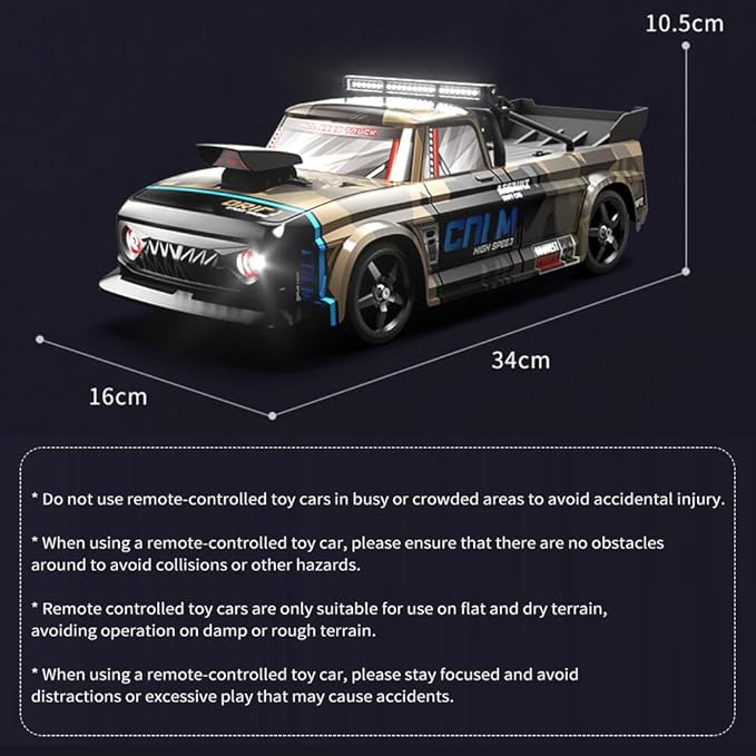 RC Drift Car 1:16 Scale High Speed 30km/h RC Drift Car - 4WD Brushless Motor - RGB Multi-Lights - 20min Runtime - 2.4GHz Remote Control for Adults or Teens