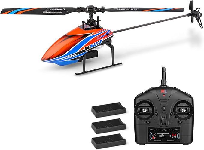 GoolRC RC Helicopter WLtoys XK K127 Remote Control Helicopter 4 Channel RC Aircraft with 6-Axis Gyro Altitude Hold One Key Take Off/Landing Easy to Fly for Beginners Include 3 Batteries