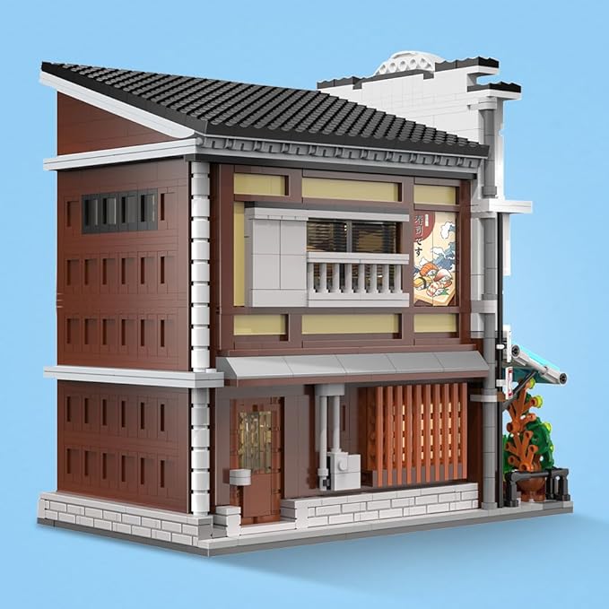 CaDA Master Japanese Sushi House Building Block Set C66018W Creative City Brick Kit with Lights1665PCS Street House Idea Gift for Adults