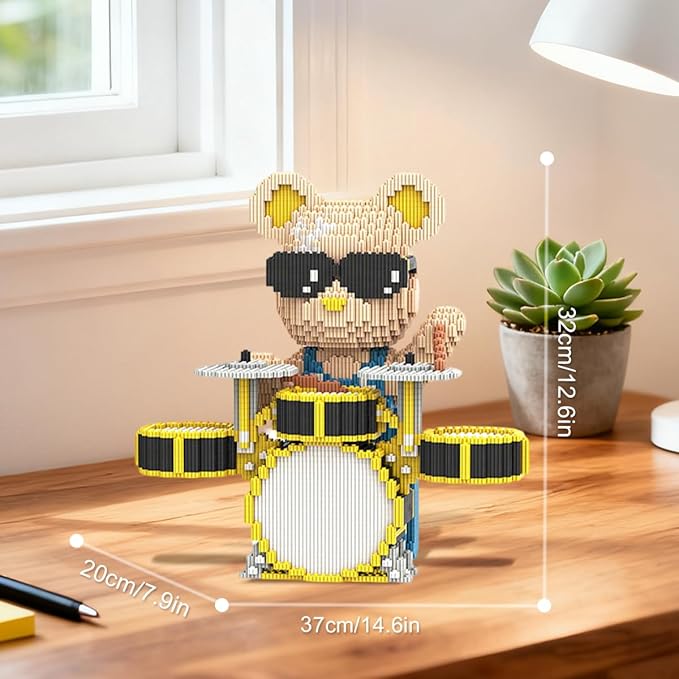 DAHONPA Drum kit Cool Bear Micro Animal Building Blocks Set (5000 Pieces) Gift for Adults