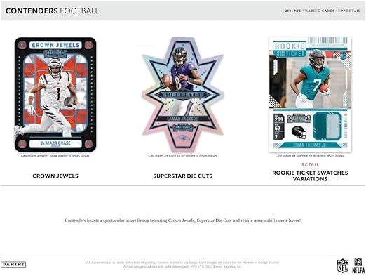 NEW 2024Contenders Football Card MEGA Box 1 AUTOGRAPH and 2 JERSEY Cards Per Box 108 Total Cards - Bonus Patrick Mahomes Card-Sized Print