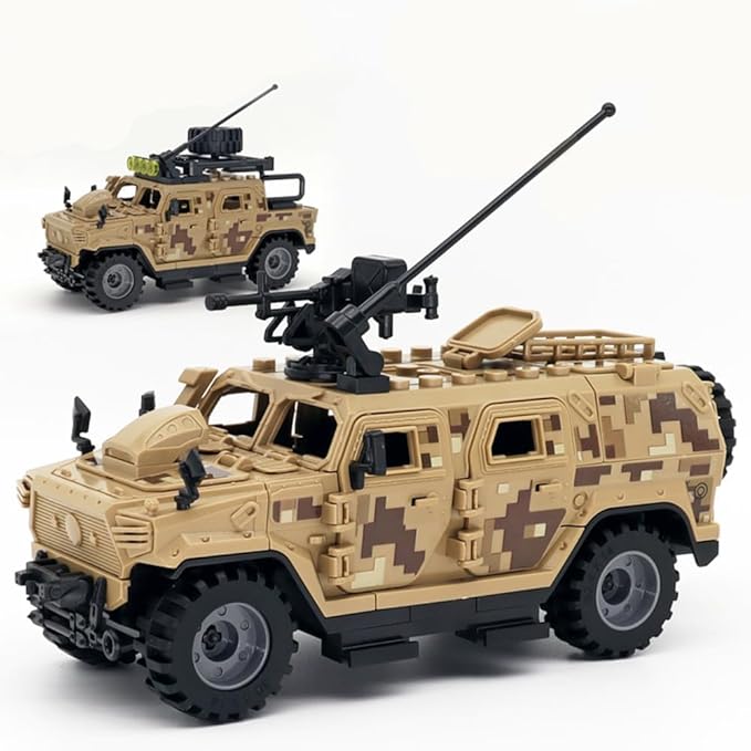 Military Vehicles Building Blocks Sets Compatible with Lego Military Armored Vehicle Set Army Model Kit STEM Toys for Boys Kids and Teens Ages 8-14 (Khaki)