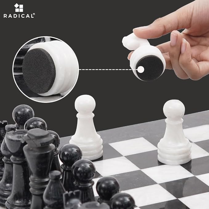 Radicaln Marble Chess Set 15 Inches Handmade Black and White Classic Board Games for Adults Luxury Marble Chess Board &amp 32 Chess Pieces