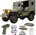 RC Military Truck Rock Crawler 1:10 4WD Off-Road Remote Control Military Jeep with Winch Canvas &amp 2 Batteries 2.4G All Terrain Army Climbing Vehicle with LED Lights for Kids Adult