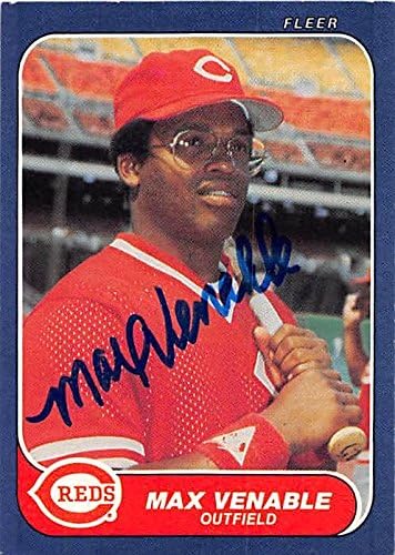 Sports Memorabilia Autograph Warehouse 247144 Max Venable Autographed Baseball Card - Cincinnati Reds 1986 Fleer - No. 196