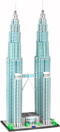 1:800 Malaysia Twin Towers Architecture Building Blocks Set Kuala Lumpur Petronas Tower Modular Construction Kit for Adults &amp Teens (5839 Pieces)